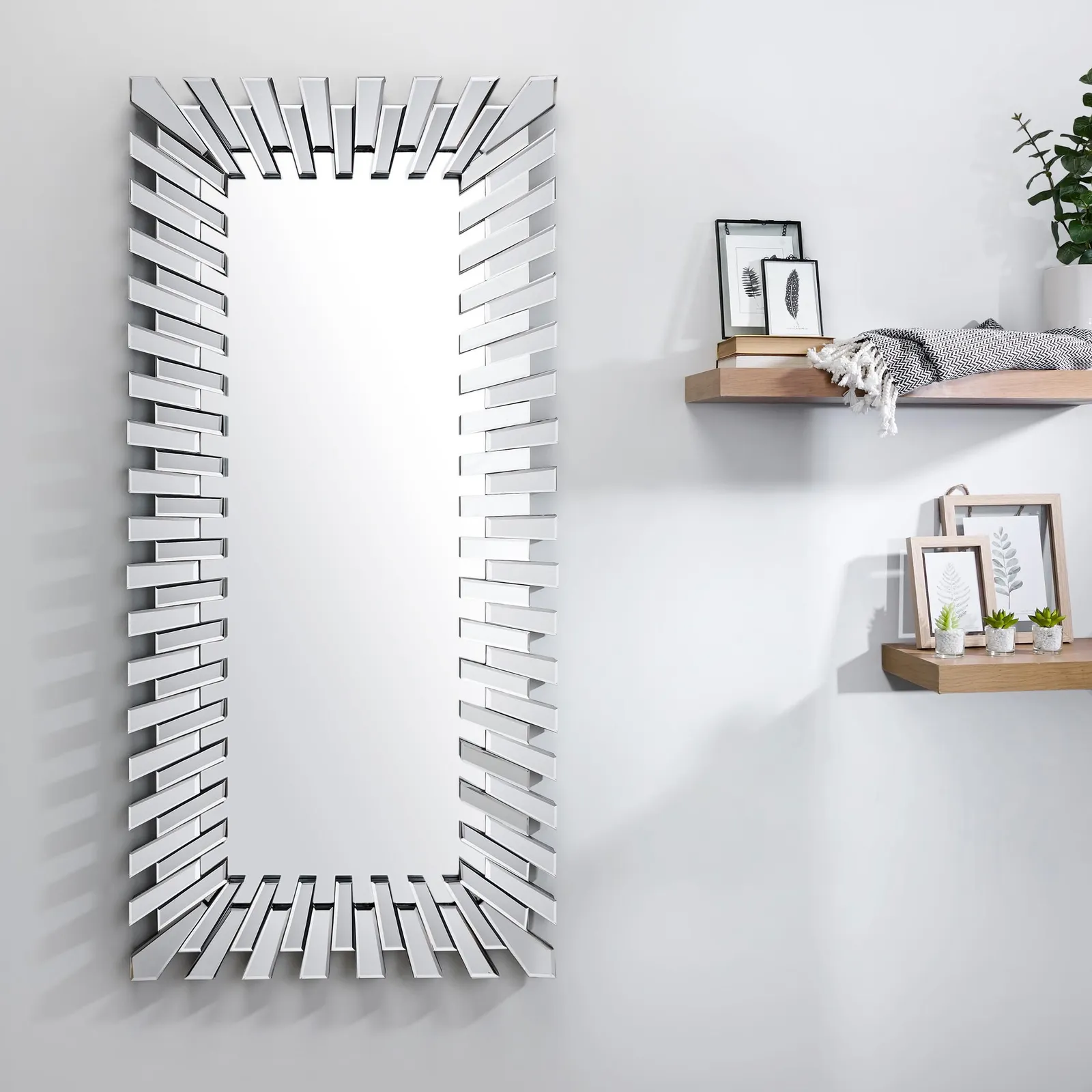 FurnitureboxUK Starburst Large 170cm x 80cm 3D Silver Rectangular Sunburst Modern Hallway Bedroom Dining & Living Room Mirror