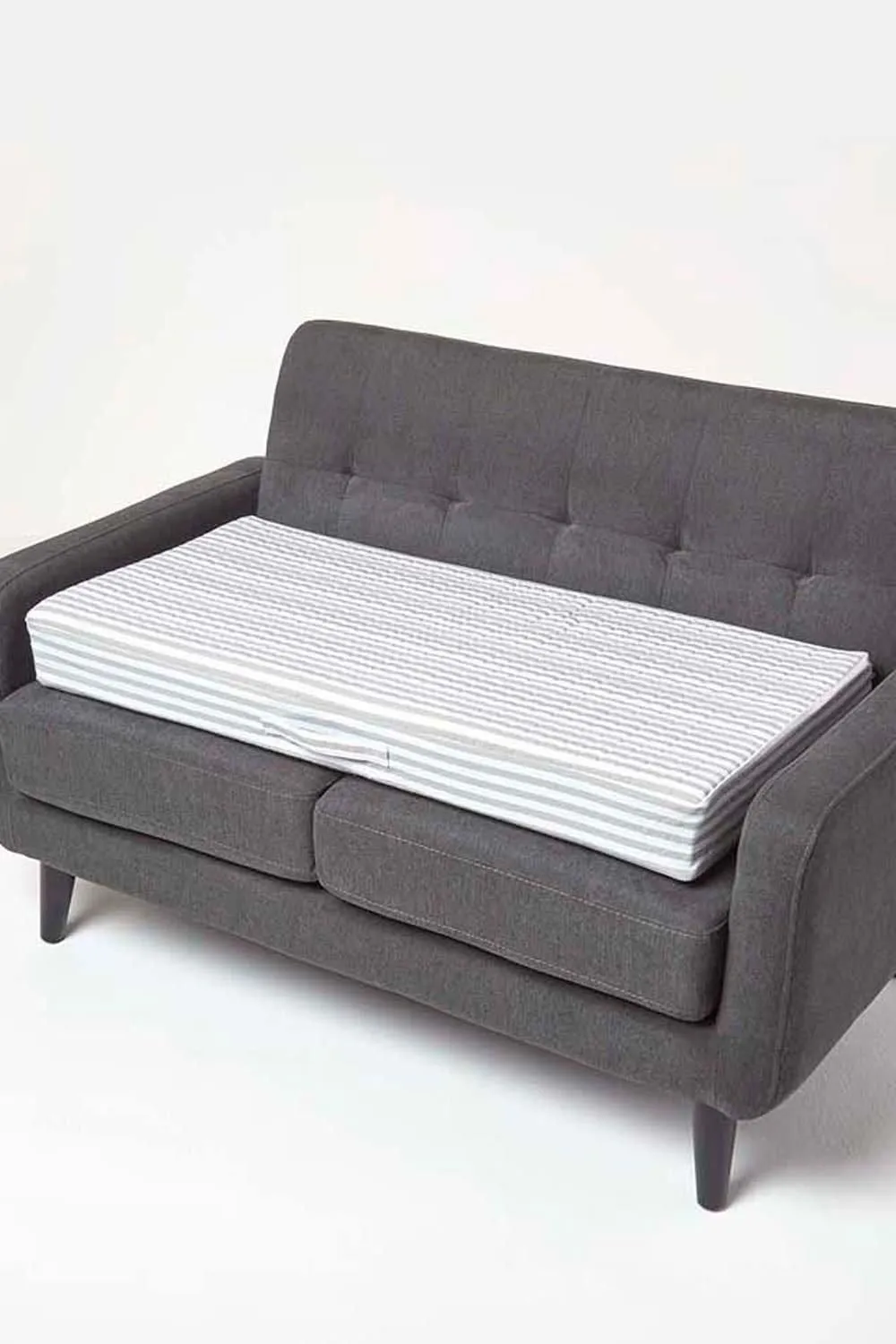 Homescapes Cotton Orthopaedic Foam 2 Seater Booster Cushion in Grey 1
