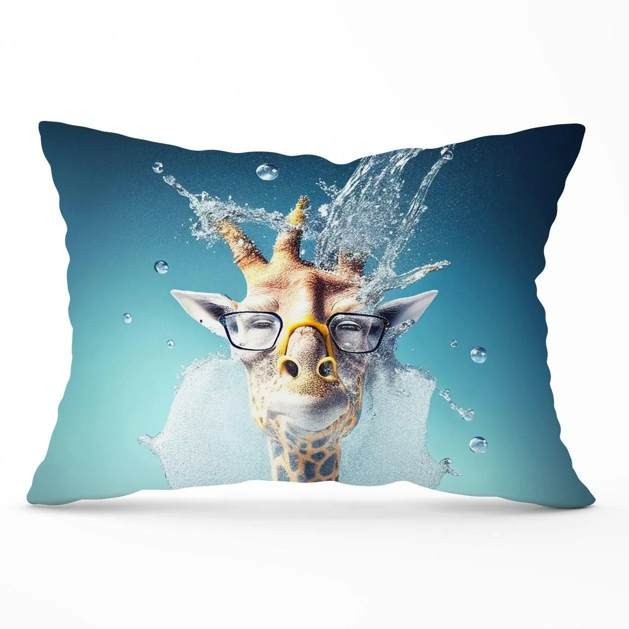 Warren Reed - Designer Giraffe Splashart Cushions in Blue