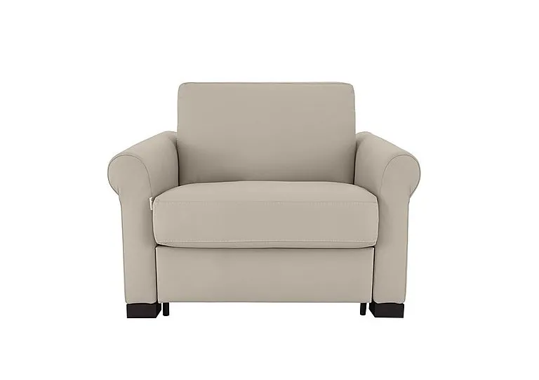 Alcova Leather Chair Sofa Bed with Scroll Arms - Botera Crema