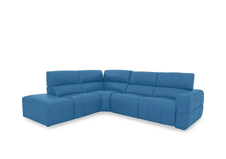 Cube Leather Power Recliner Left Hand Facing Chaise End Sofa with Power Headrest