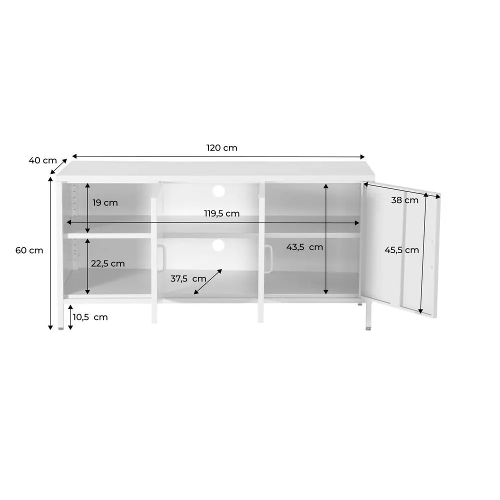 sweeek Industrial Metal TV Stand with 3 Doors 120cm in Cream 5