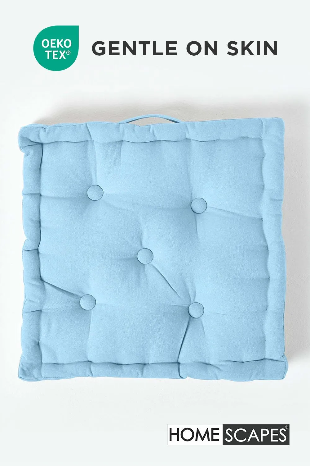Homescapes Plain Cotton Floor Cushion in Blue 3