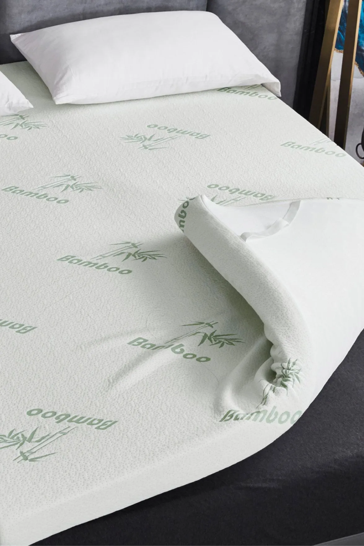 Ezysleep Super Soft Bamboo Memory Foam Mattress Topper 2 Inch in White