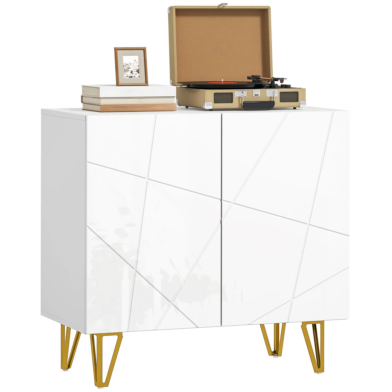 HOMCOM Storage Cabinet, Sideboard with Adjustable Shelf in White 2