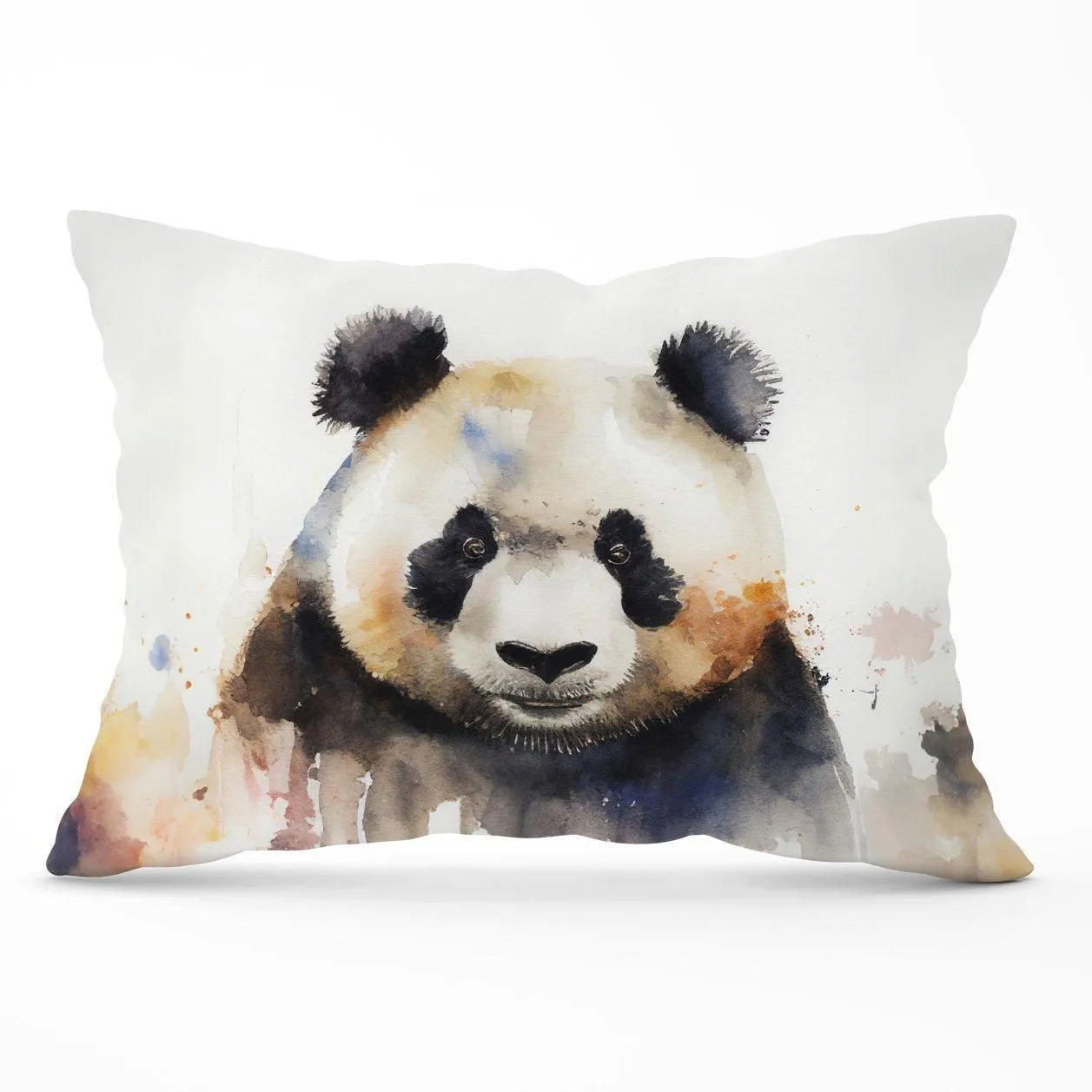 Warren Reed - Designer Panda Watercolour Cushions in Brown