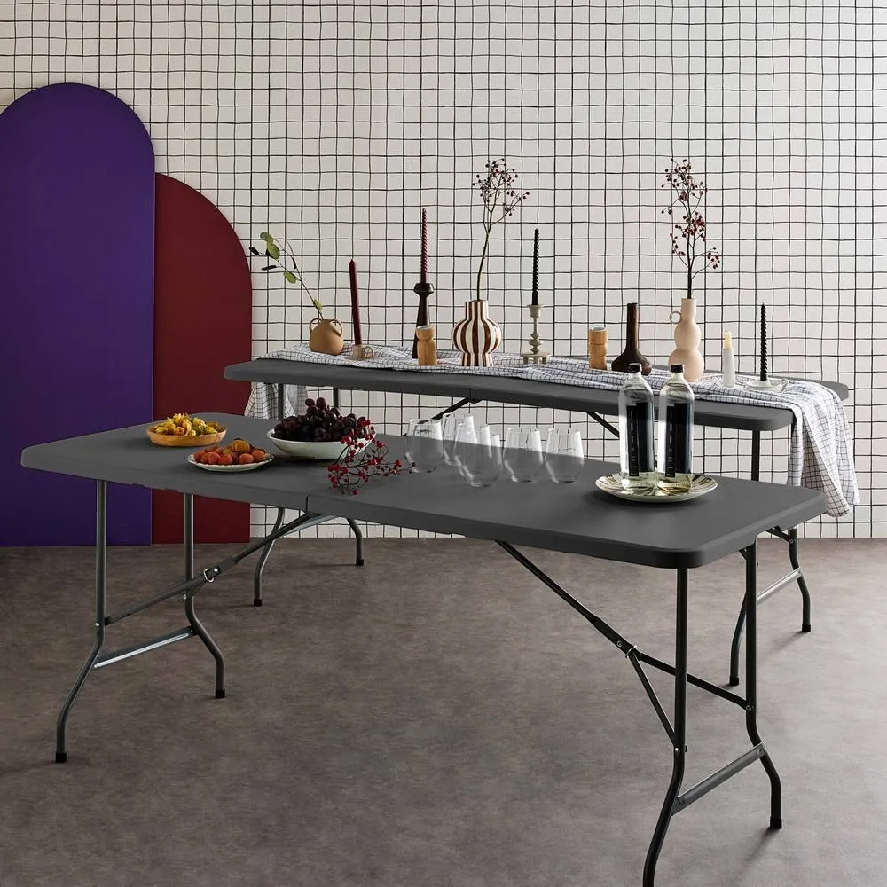 sweeek Pair of foldable plastic reception tables in Dark Grey