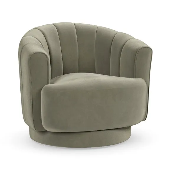 Carmen Quilted Velvet Swivel Chair 6