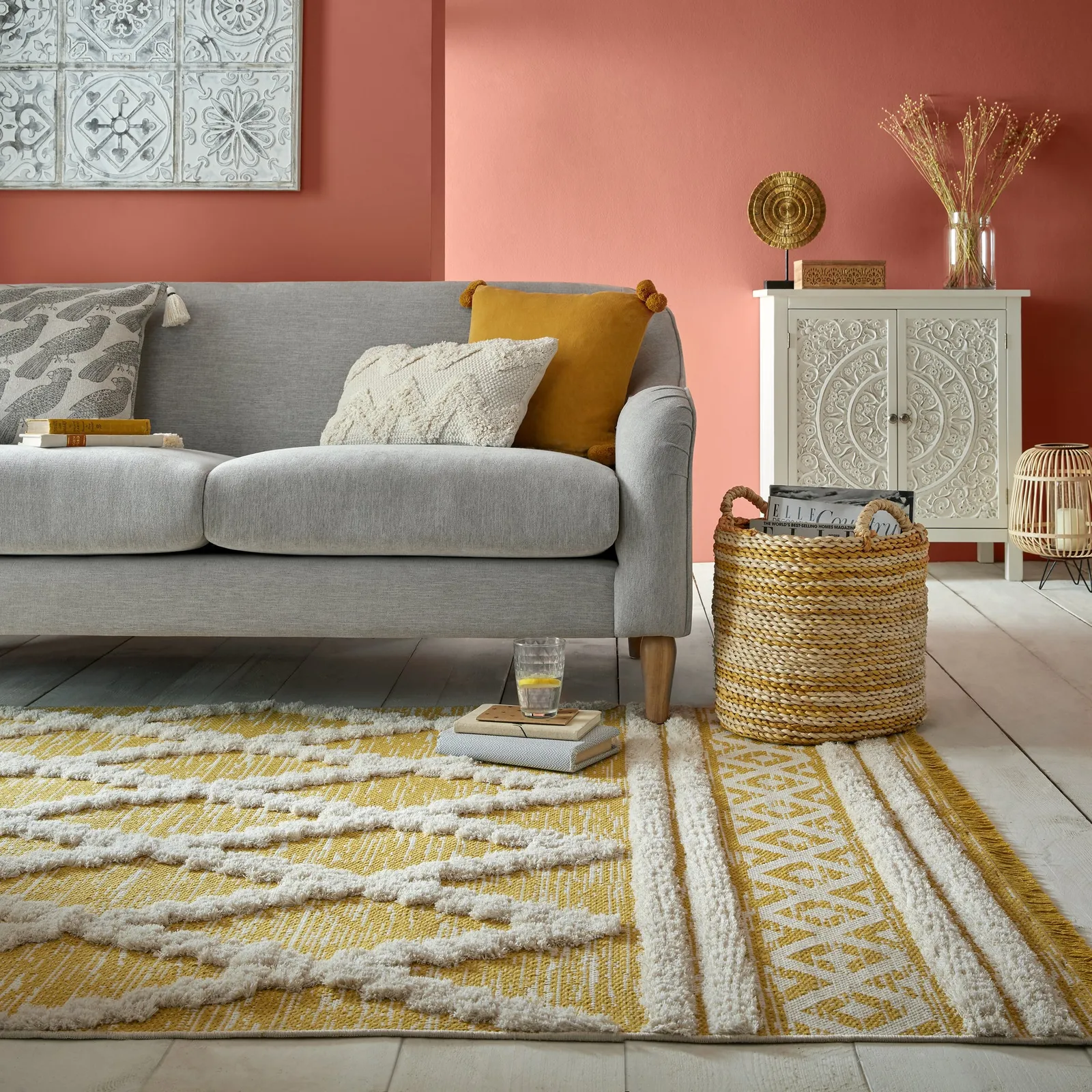 Ezra Rug Yellow/White