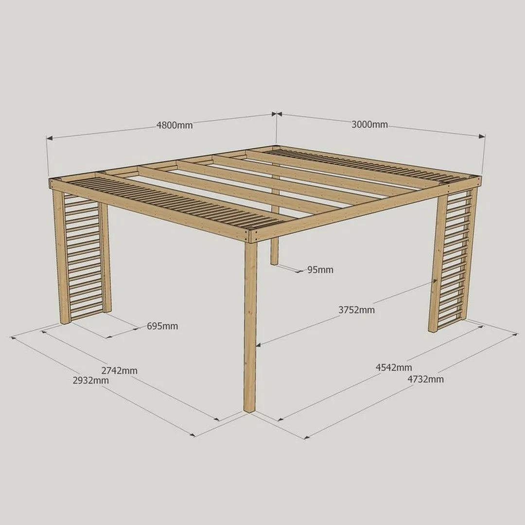 Rutland County Garden Furniture Ltd Panel Pergola - Wood - L300 x W480 cm - Rustic Brown in Light Green 5