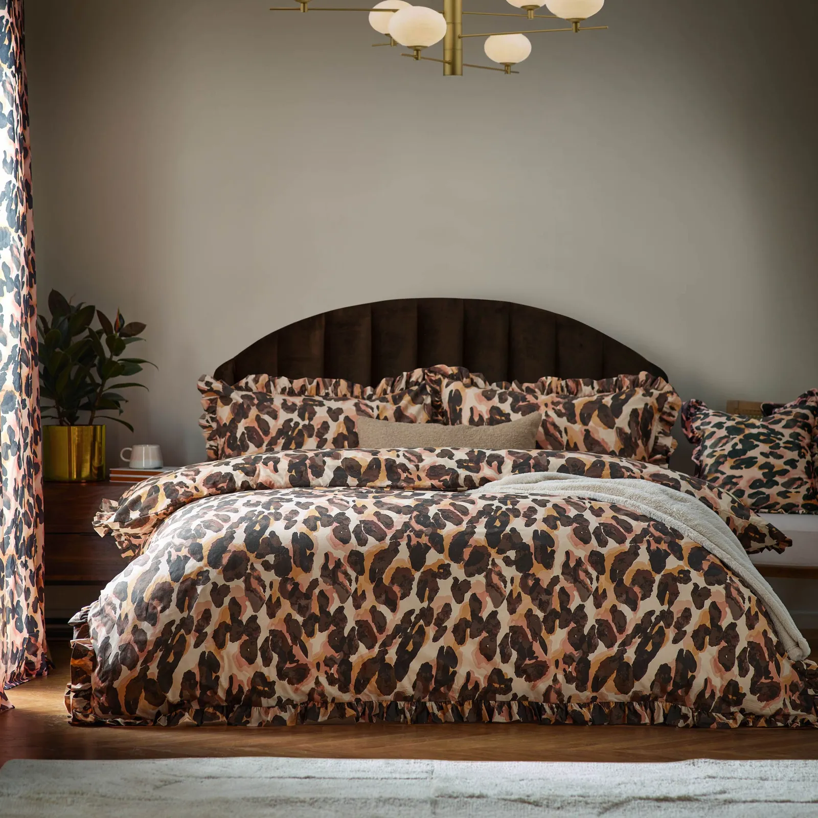 Furn Leopard Printed Frill Trim Duvet Cover Set