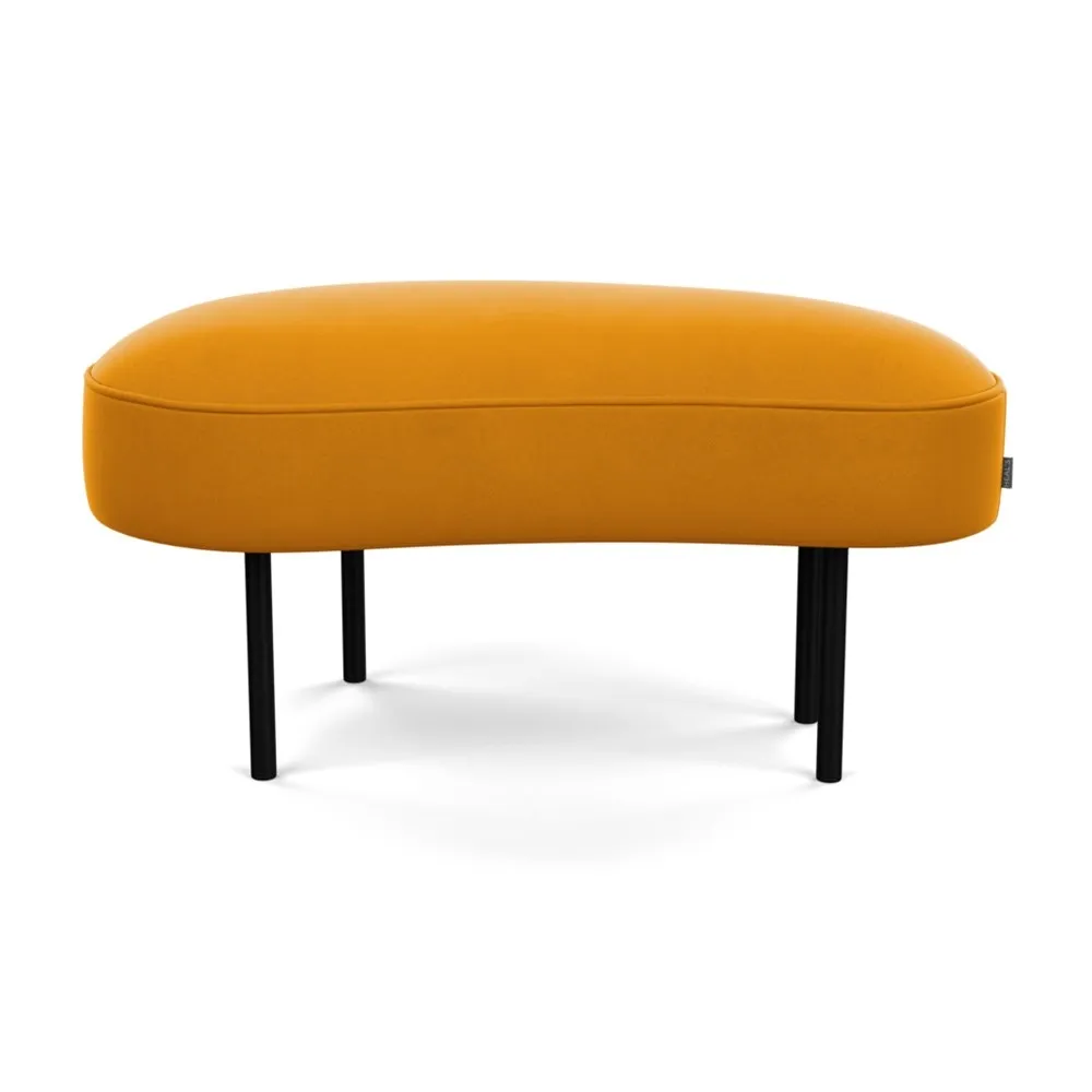 Heal's Isola Small Ottoman Nobilis Velvet Mustard Black Feet 1