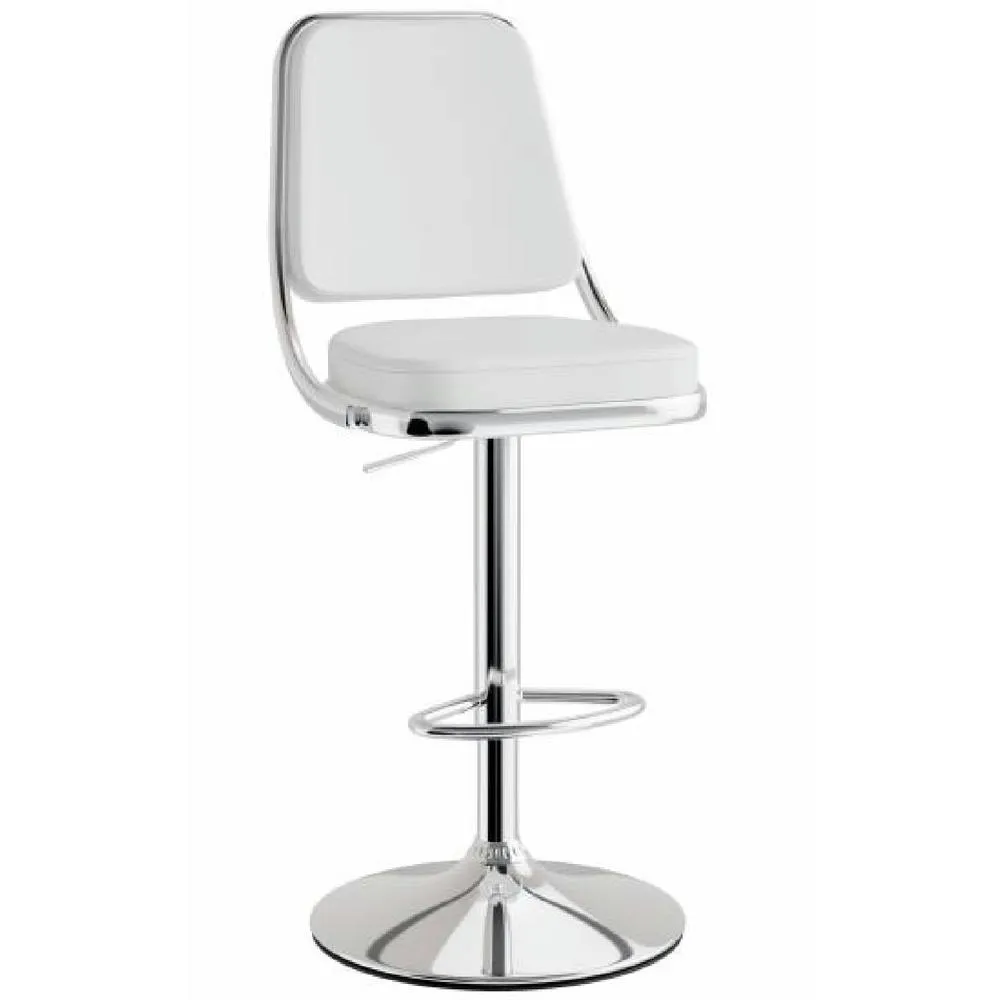 netfurniture Romano Kitchen Bar Stool White Padded Seat & Back Height Adjustable 3