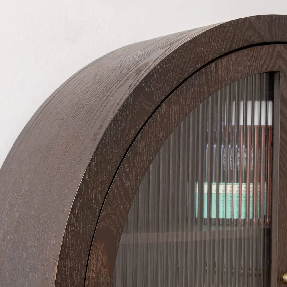 Melody Maison Dark Wood Arched Wall Mounted Cabinet - Kingsley Range in Brown 2