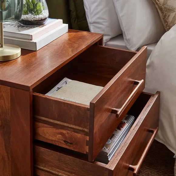 Maxton 2 Drawer Bedside Table, Mango Wood 3