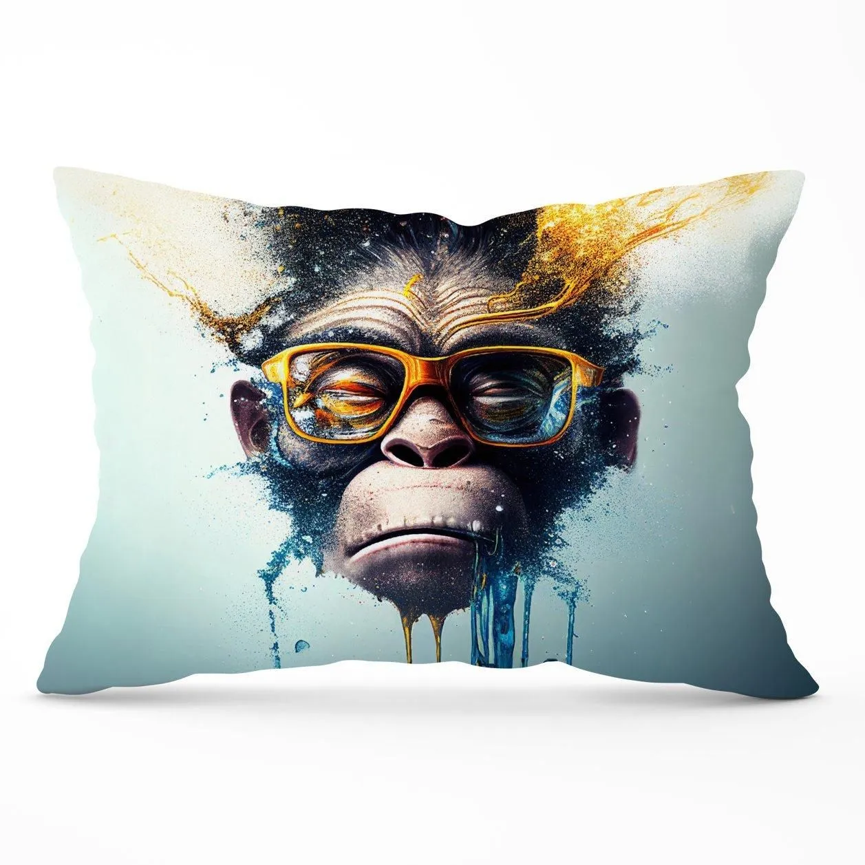 Warren Reed - Designer Monkey Splashart Cushions in Blue