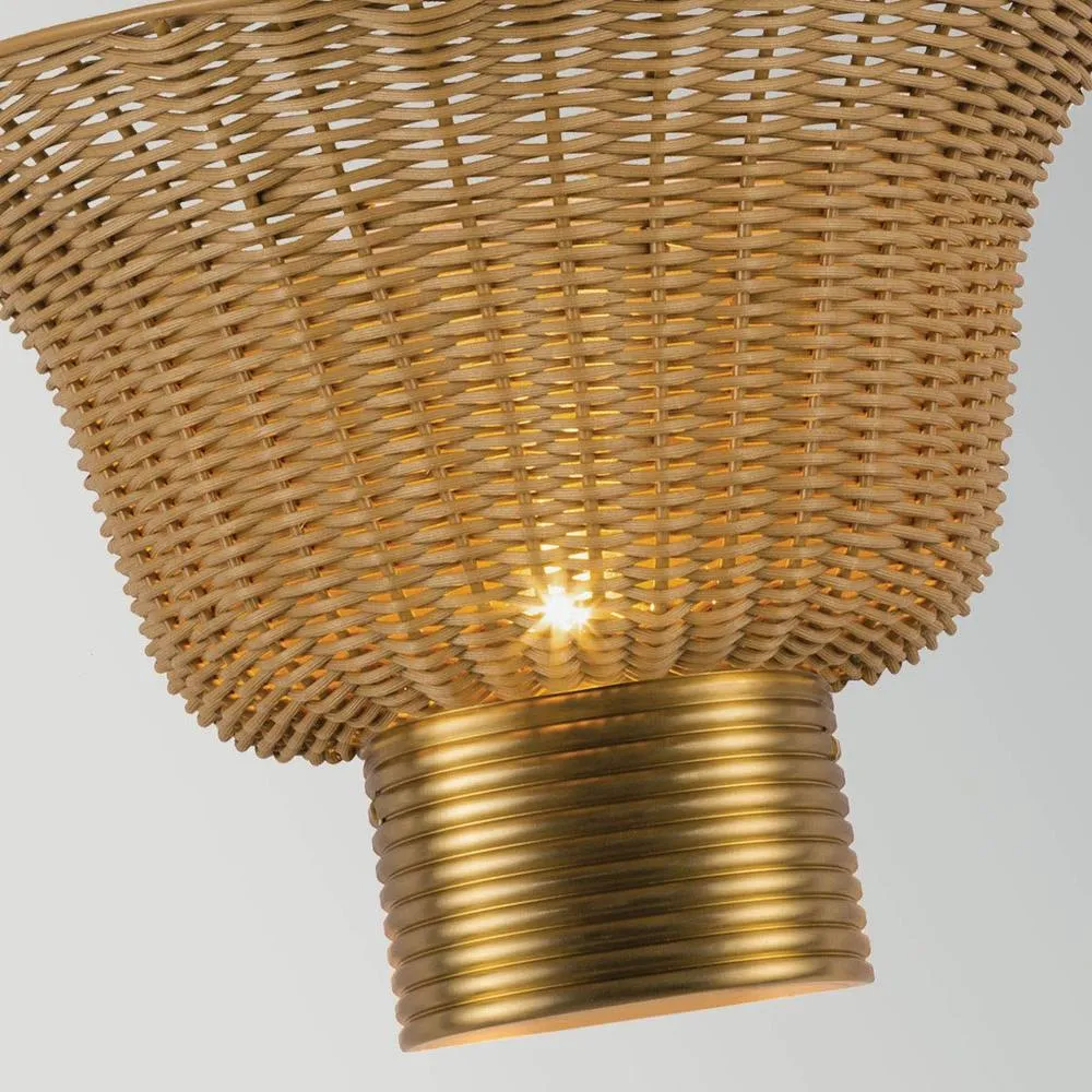 Netlighting Kai Wall Light Brushed Gold & Rattan 5