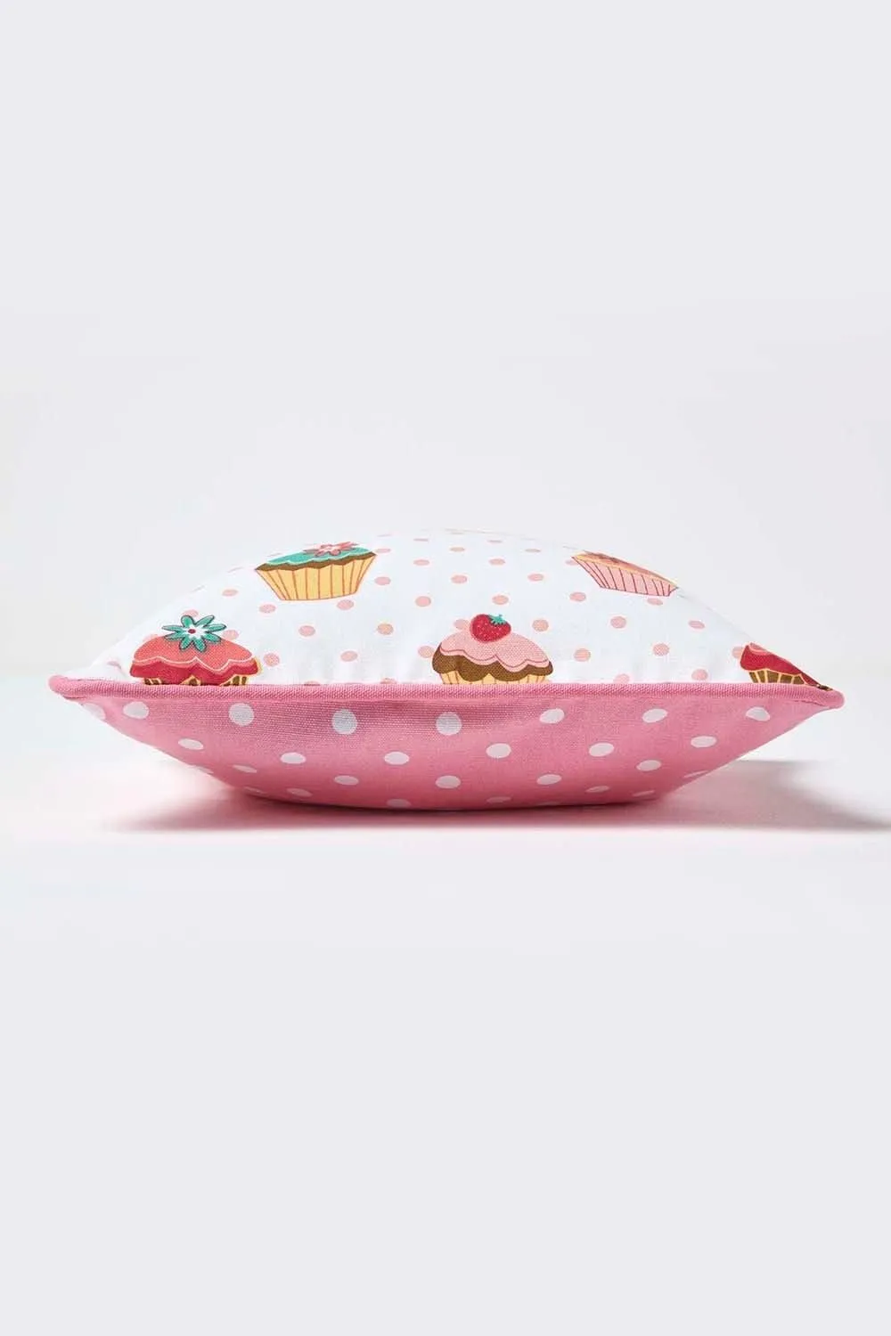 Homescapes Cotton Cup Cakes Cushion Cover in Pink 3