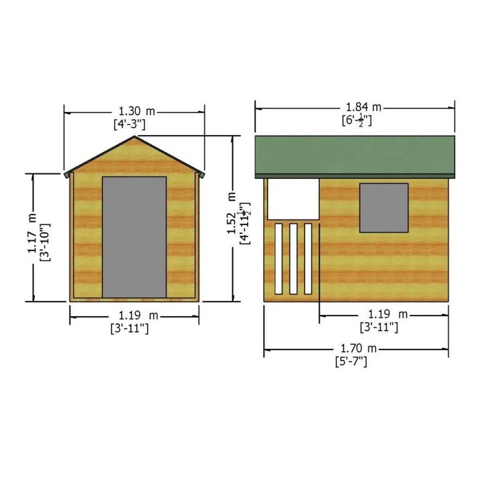 Shires Hide 4 x 4 Feet Single Door with One Fixed Window Playhouse in Light Brown 3