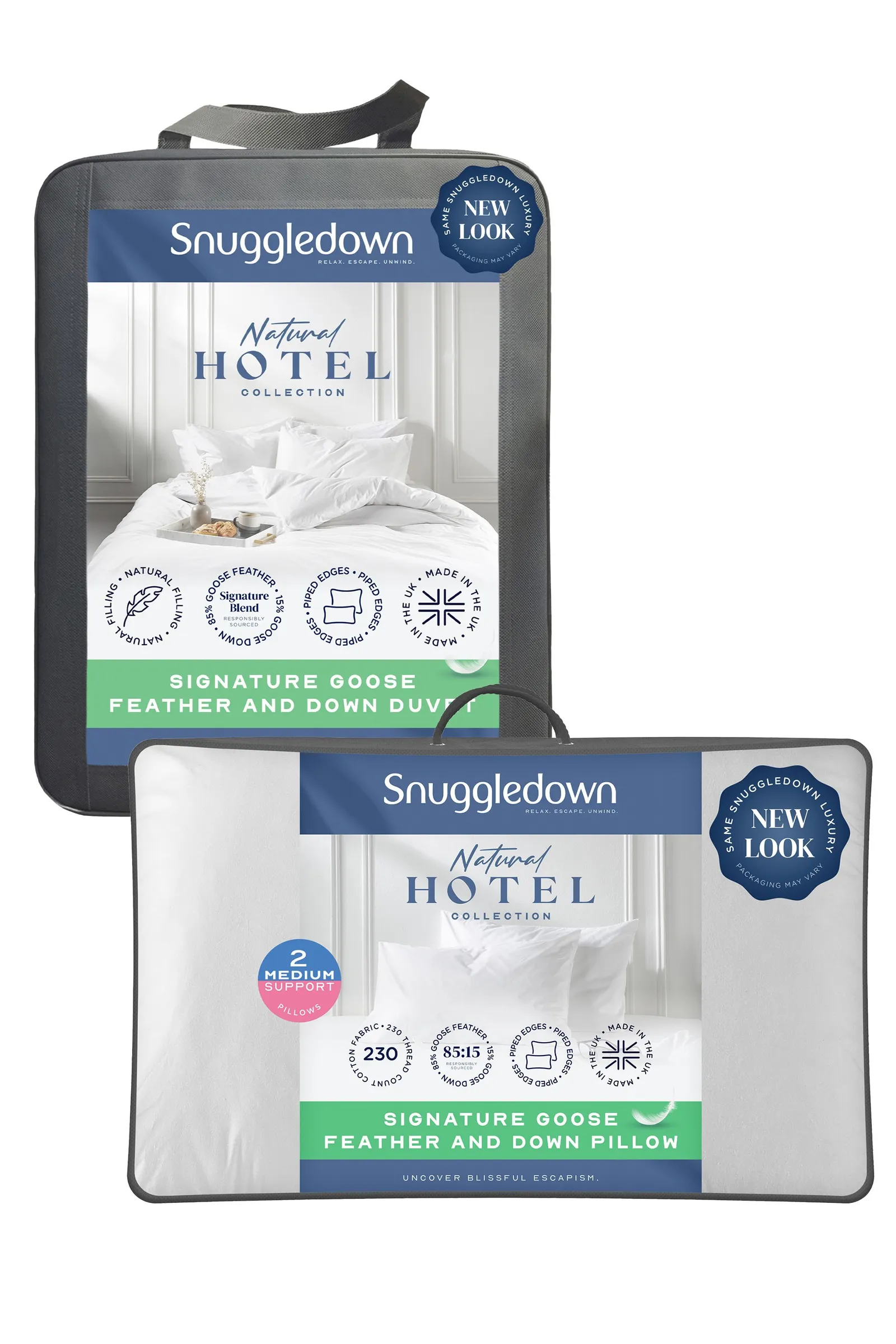 Snuggledown Hotel Goose Feather & Down 10.5 Tog All Year Round Duvet With 2 Pillows in White