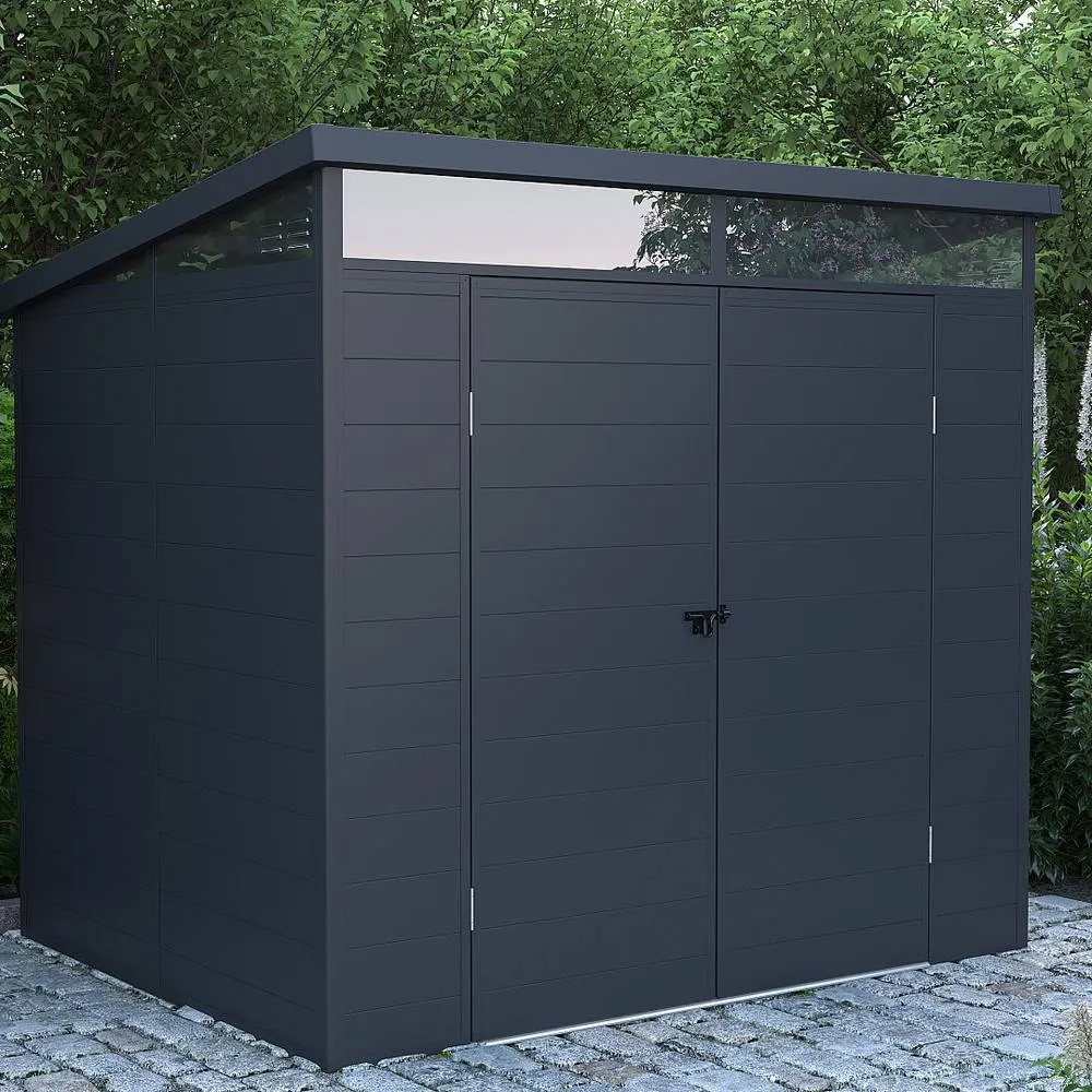 Vente-unique Resin Garden Shed - Anthracite Grey - 4.57 M² - With Floor - MINARO in Dark Grey