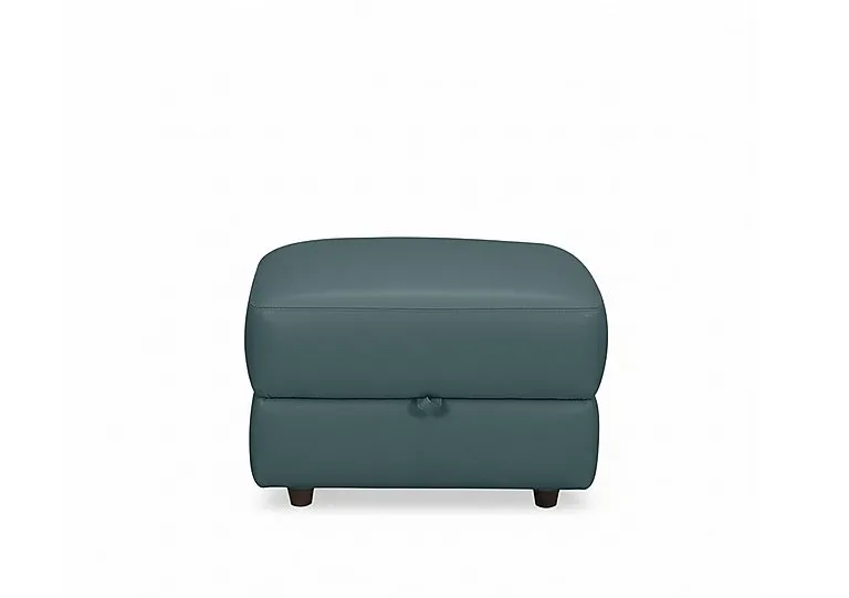 Nest Small NC Leather Storage Footstool - NC Lake Green