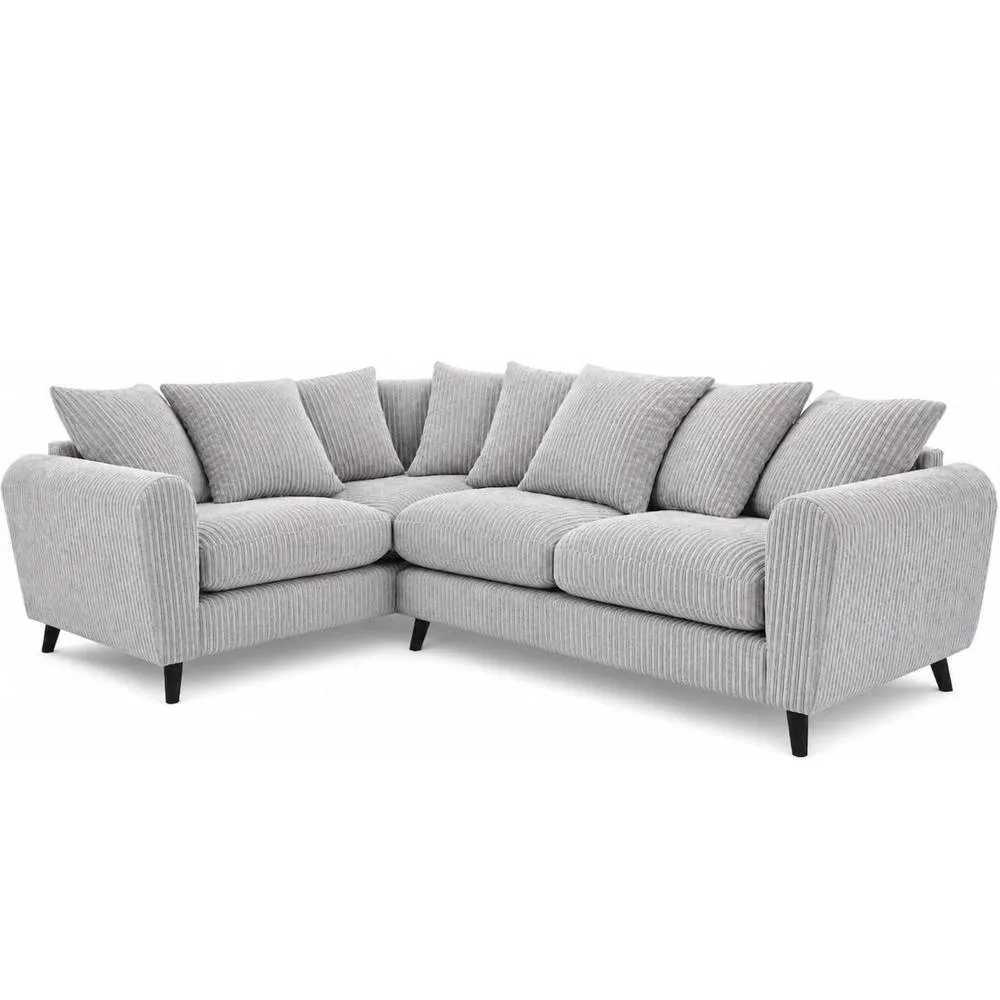 Bliss Furniture Harlow Jumbo Cord Left Hand Dual Arm Corner Sofa, Modern Design Silver
