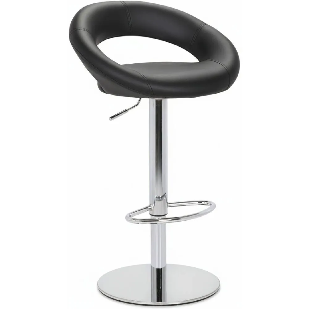 netfurniture Soren Deluxe Bar Stool Padded Seat Weighted Base Chrome Frame in Black