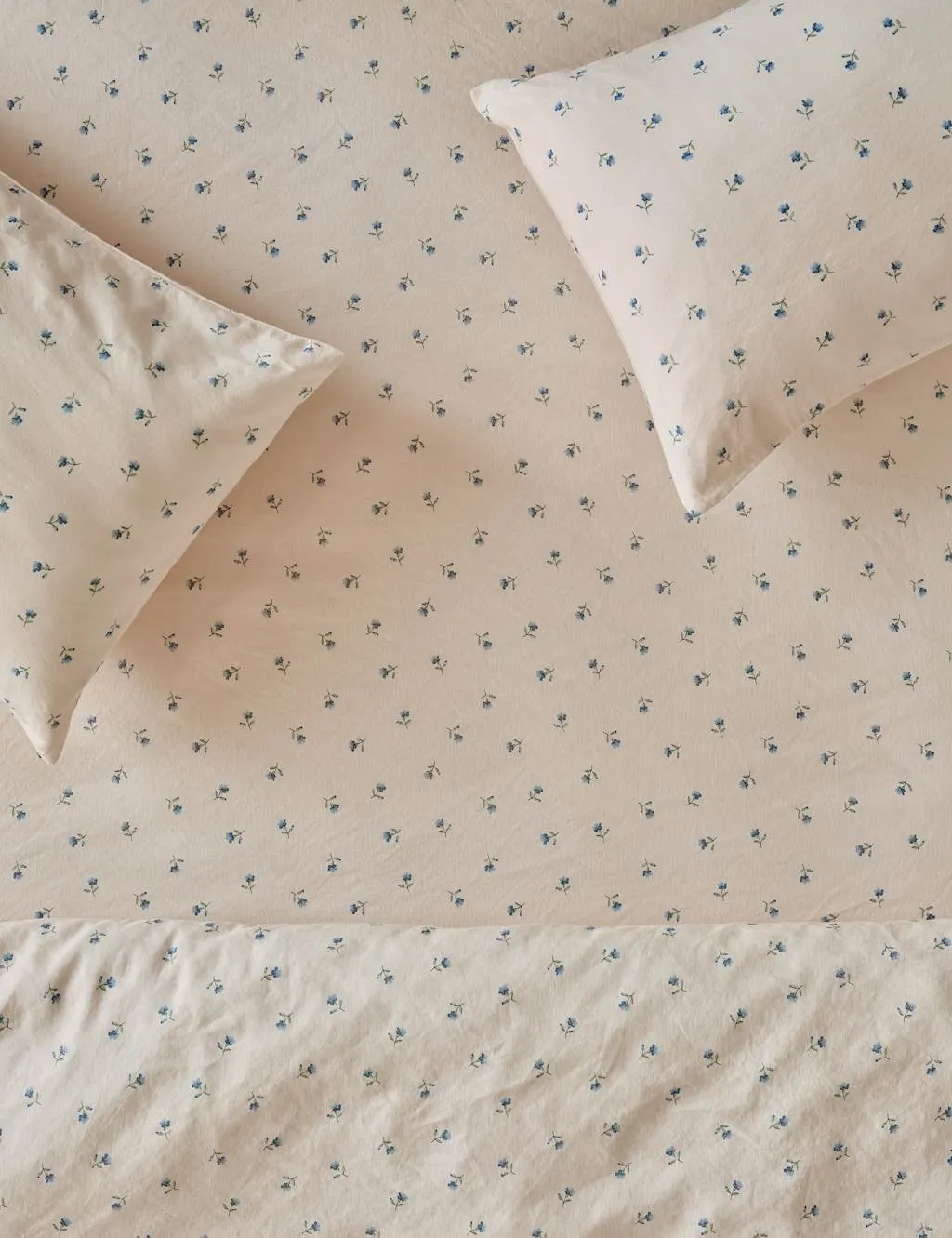 Piglet In Bed Linen Rich Posy Bud Fitted Sheet Blue Mix