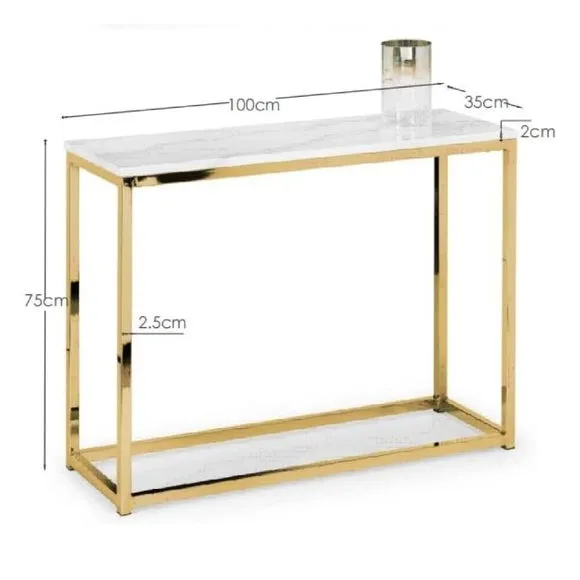 Scala Marble Effect Gold Console Table 3