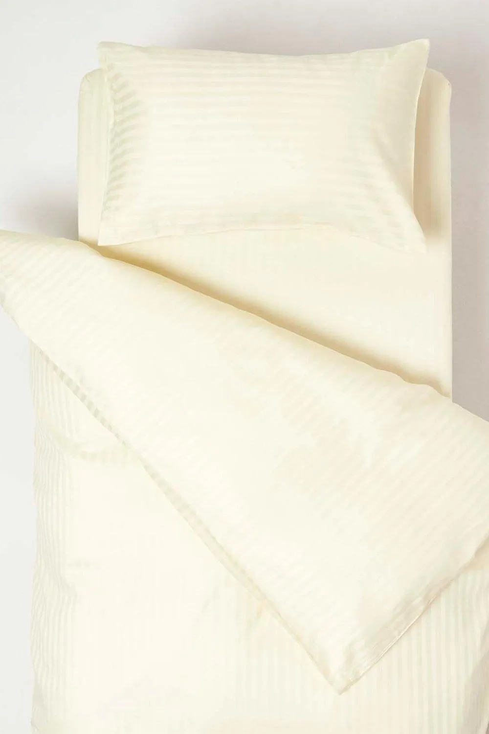 Homescapes Cotton Stripe Cot Bed Duvet Cover Set 330 Thread Count in Yellow