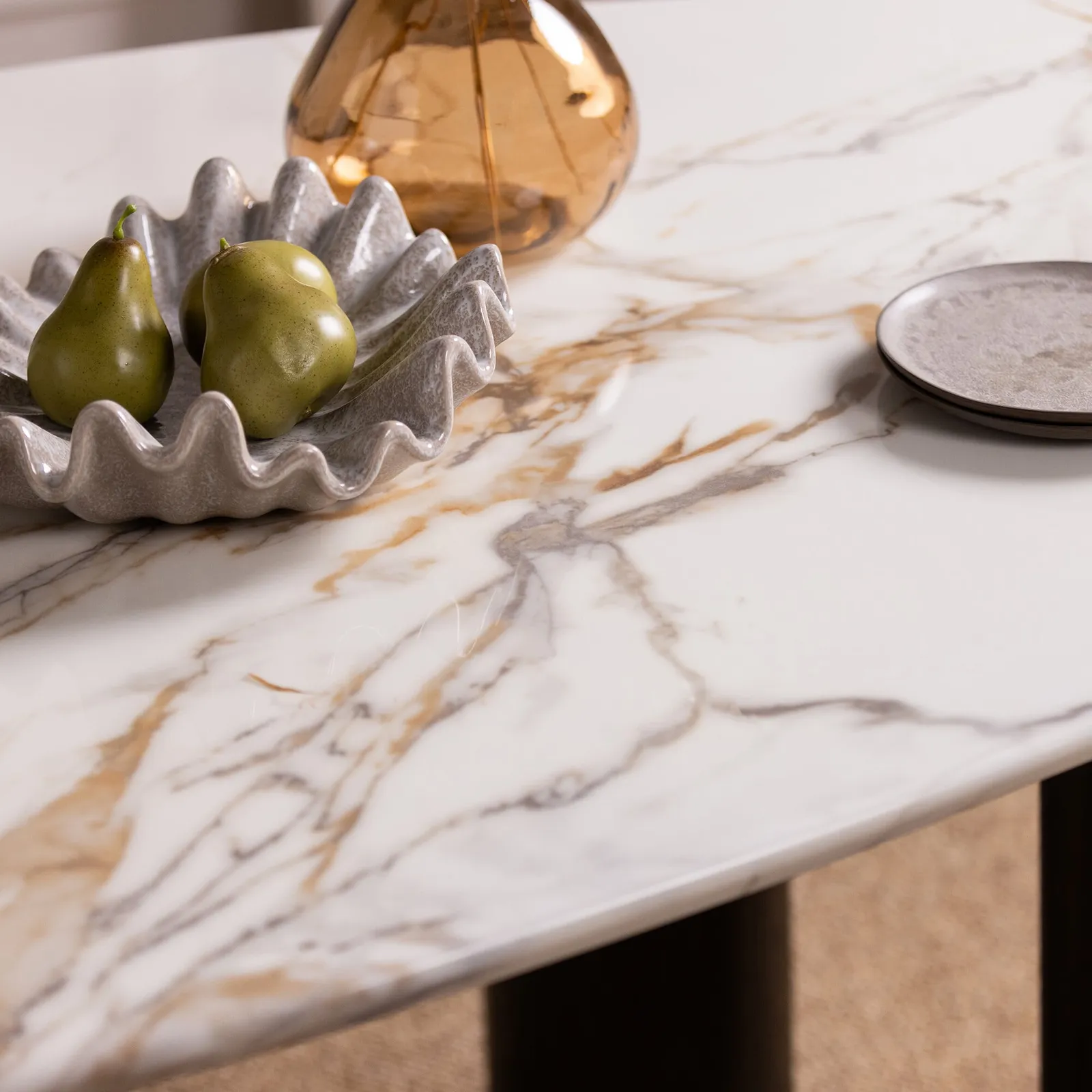 Nord Dining Table-9Mm Ceramic Marble Effect, Round, White | Barker & Stonehouse 3