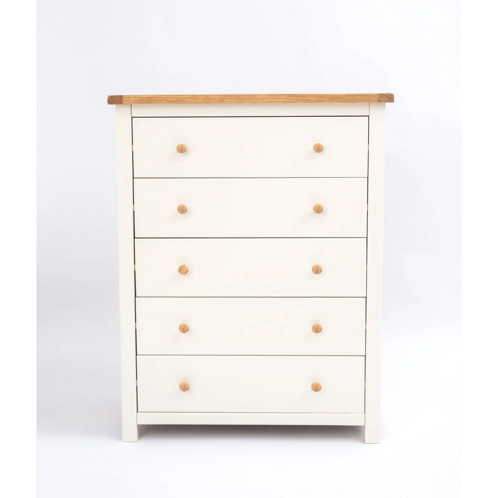 Cabinet Bits Maggiori 5 Drawer Chest of Drawers Wood Knob in Off-White