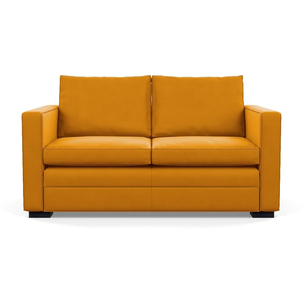 Heal's Palermo 2 Seater Sofa Nobilis Velvet Mustard Black Feet