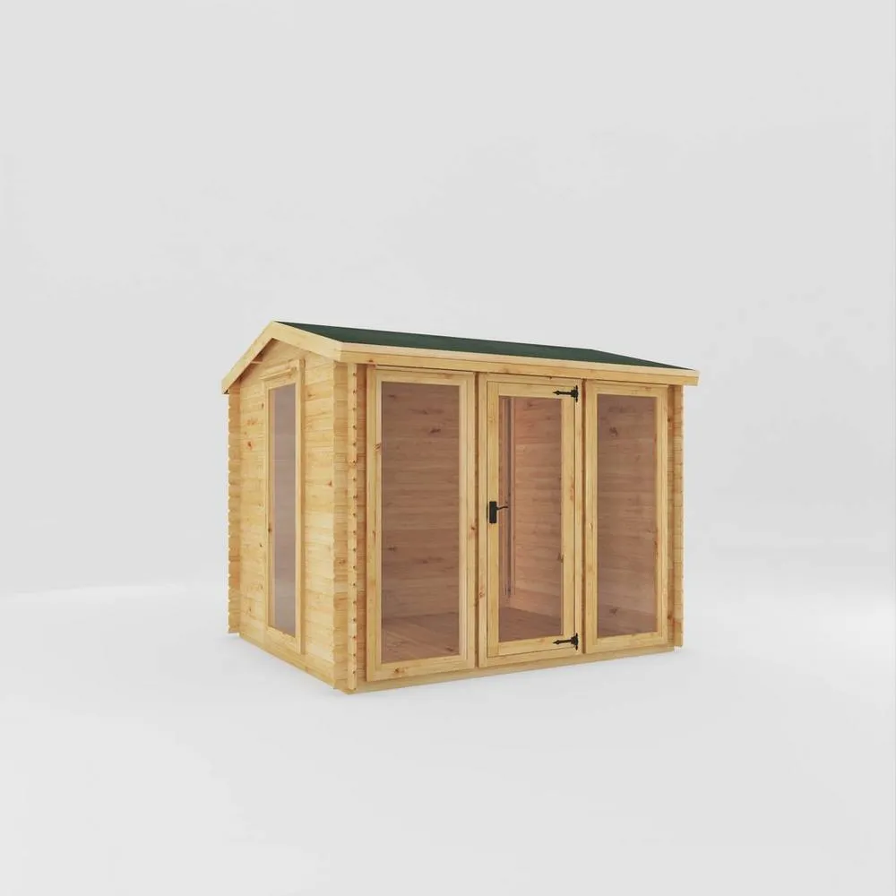 Mercia 3 x 2.5 m Reverse Apex Log Cabin - 19 mm - L263.7 x W302.4 x H253.4 cm in Brown