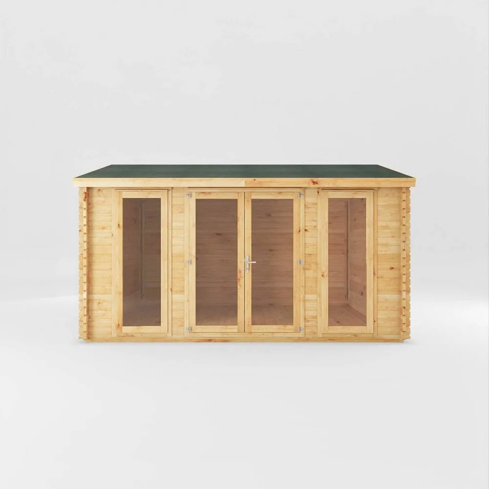 Mercia Home Office Studio Log Cabin - 28 mm - L365.1 x W453.6 x H266.4 cm in Light Tan 3