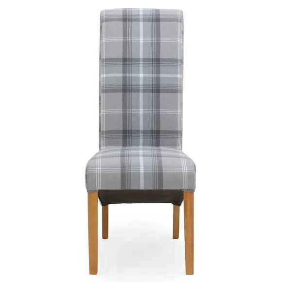 Set of 2 Chester Dining Chairs, Woven Check Fabric 6
