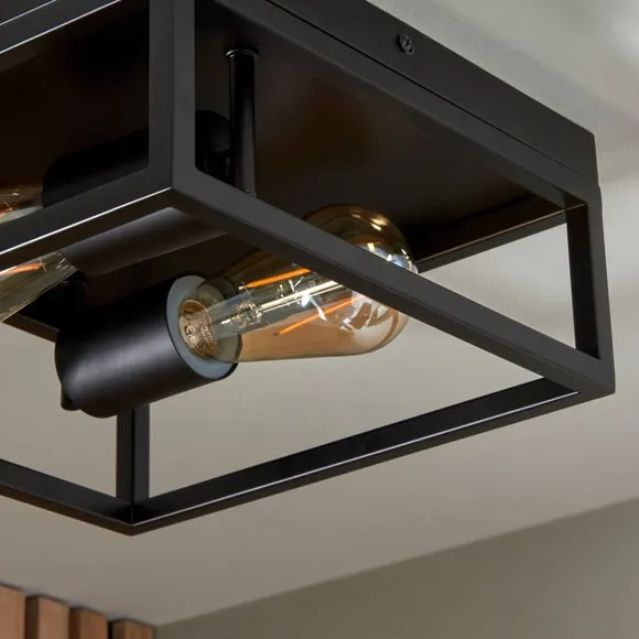 London Industrial Bathroom 2 Light Flush Ceiling Light 5