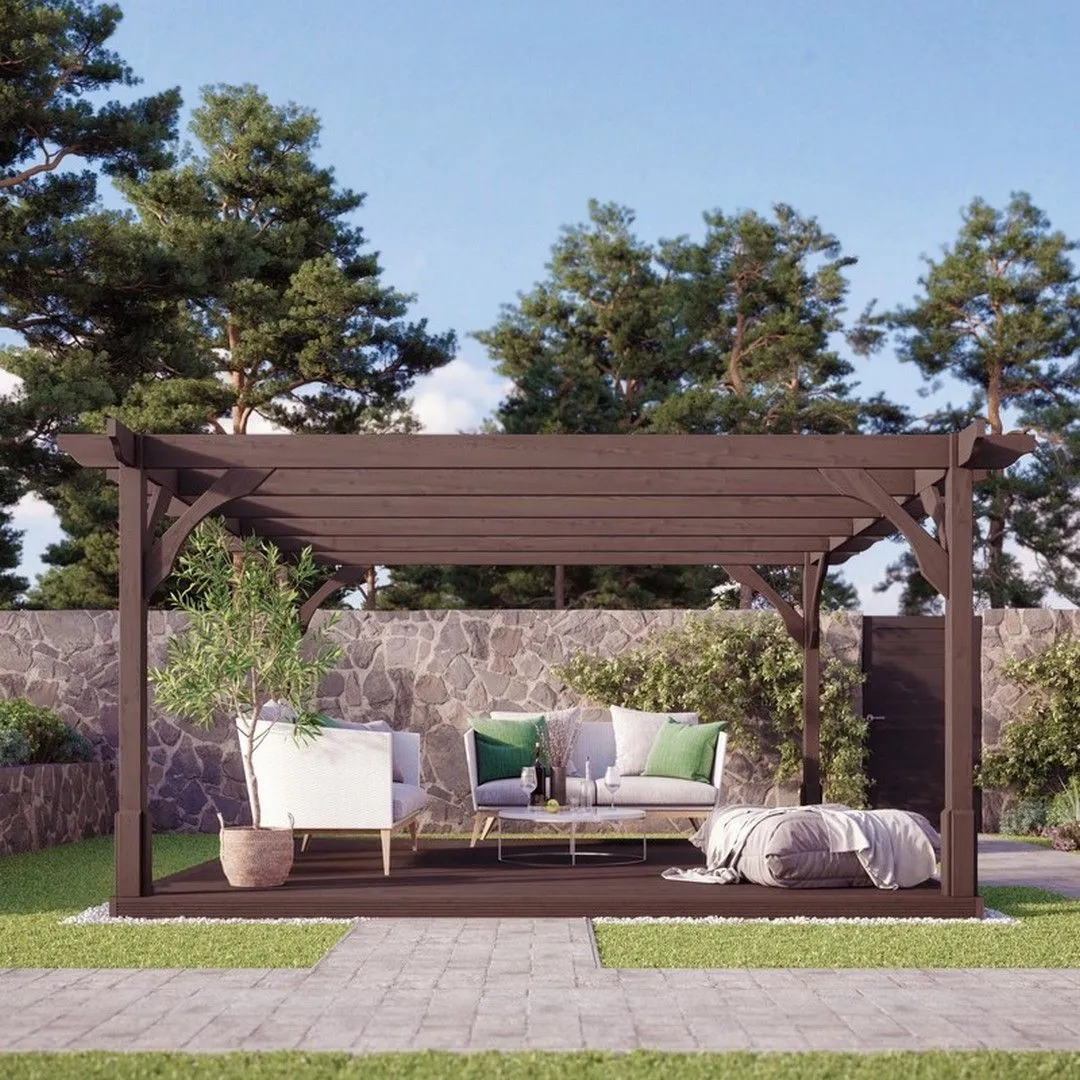 Rutland County Garden Furniture Ltd Premium Pergola & Decking Kit, L300 x W300 x H270 cm, Rustic Brown 2