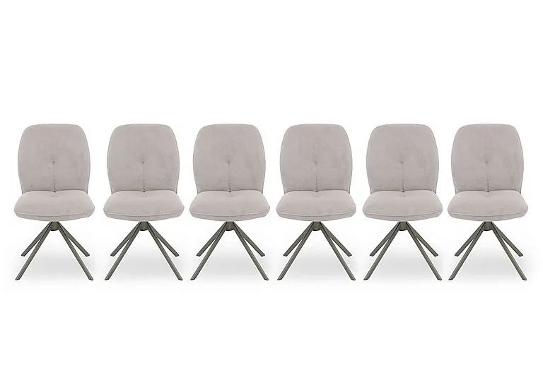 Perla Set of 6 Fabric Swivel Dining Chairs
