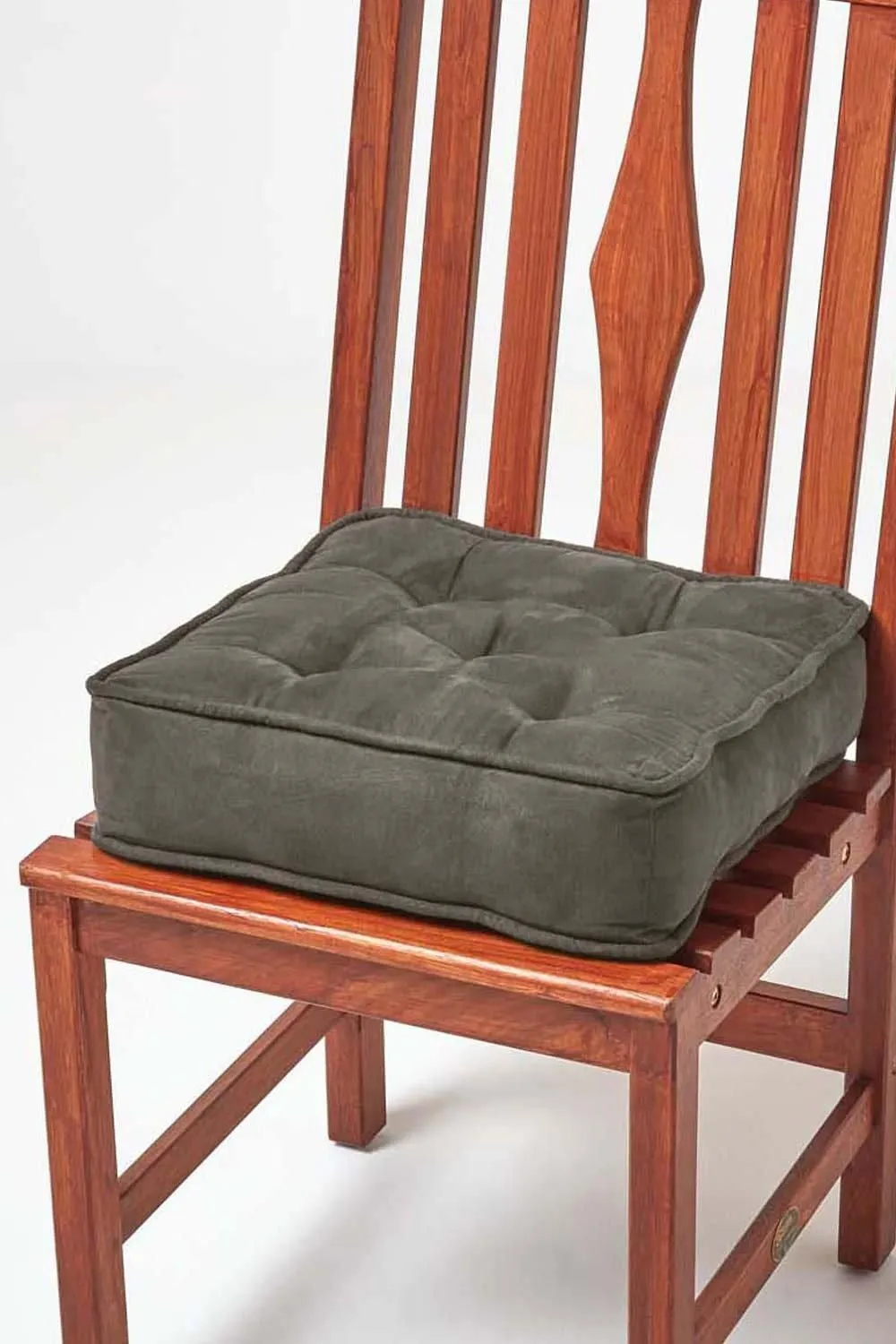 Homescapes Faux Suede Dining Chair Booster Cushion in Grey 1