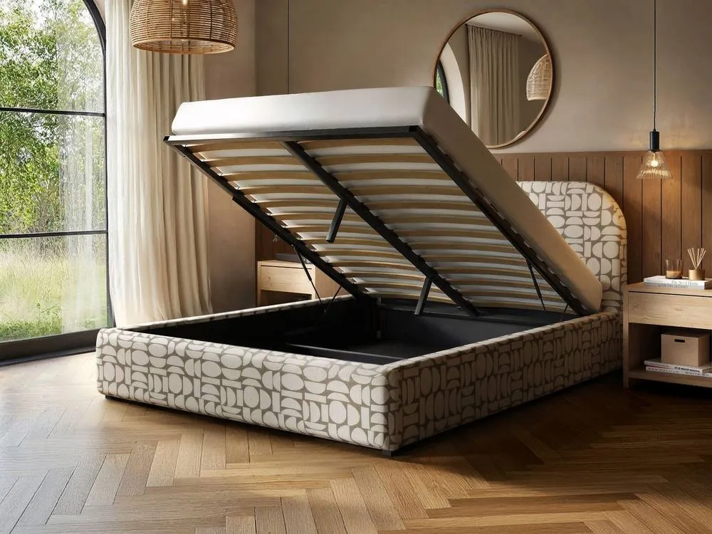 Flair Alba Jacquard Pattern Ottoman Bed Beige Chenille 2