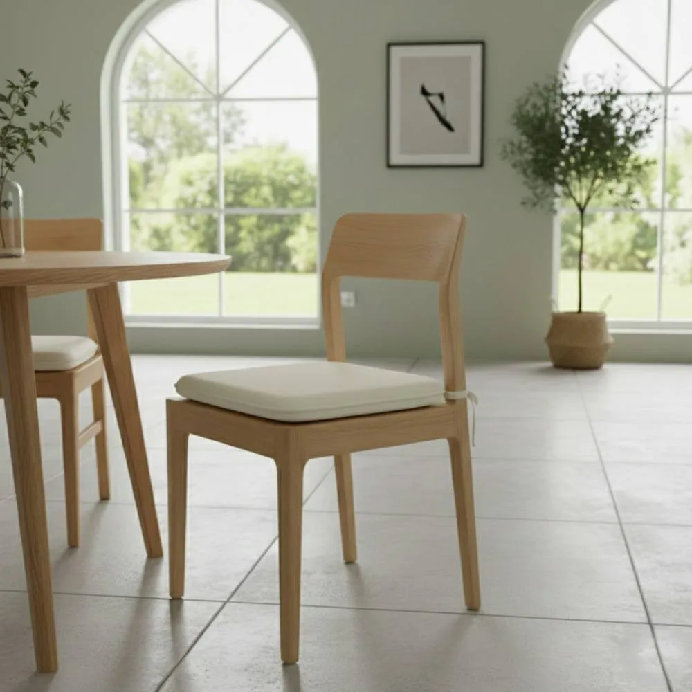 Snug City Waterproof Square Foam Seat Pad with Ties Pack of 4 Chair Cushion in Beige