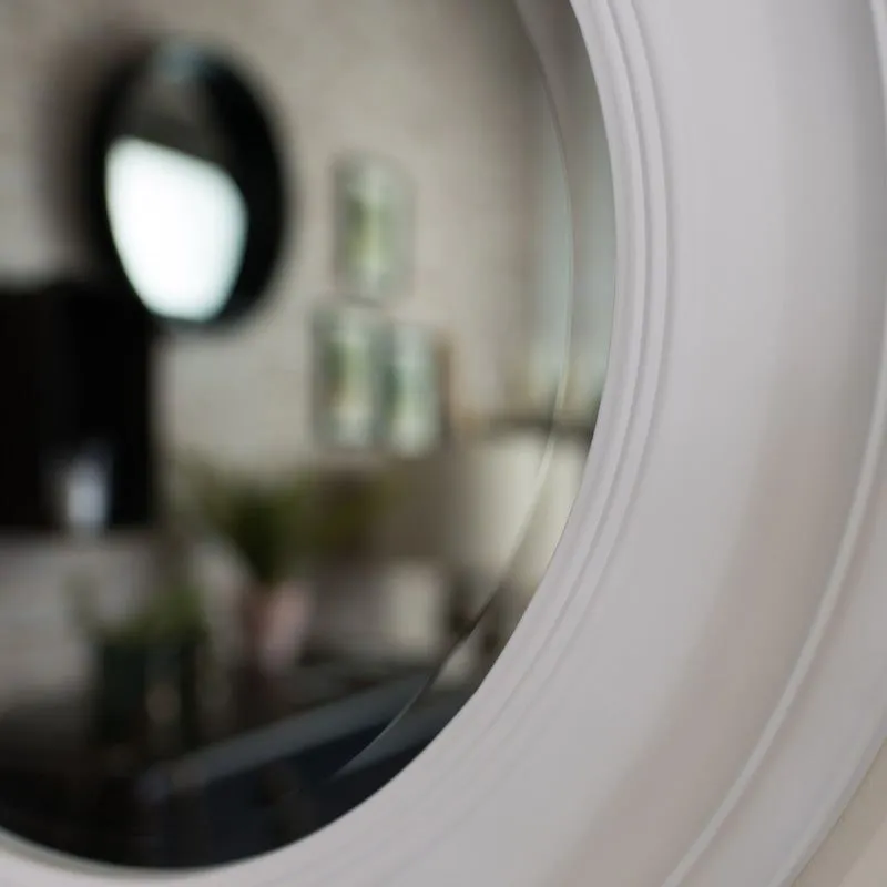 Melody Maison Round Vintage White Wall Mirror 60cm X 60cm 2