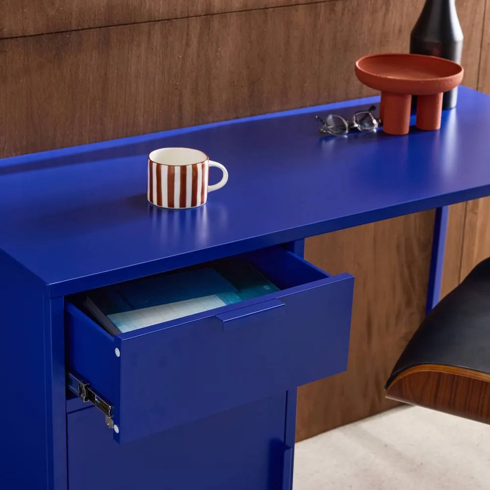 sweeek Laminated steel children's desk 1 drawer in Blue 6