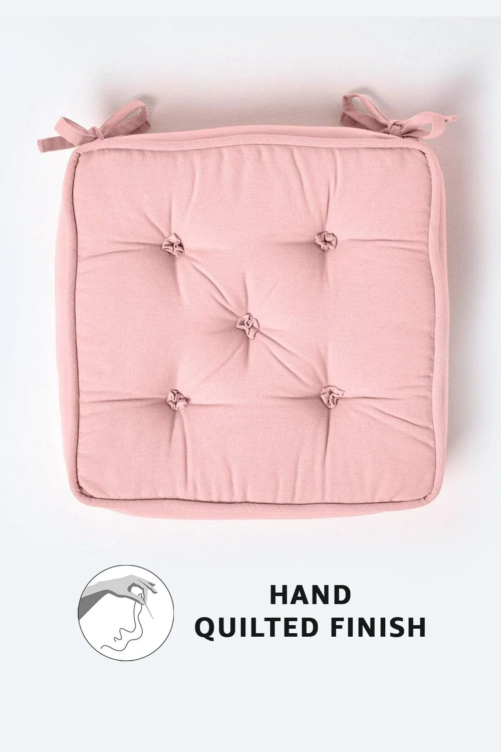 Homescapes Cotton Dining Chair Booster Cushion in Pink 4