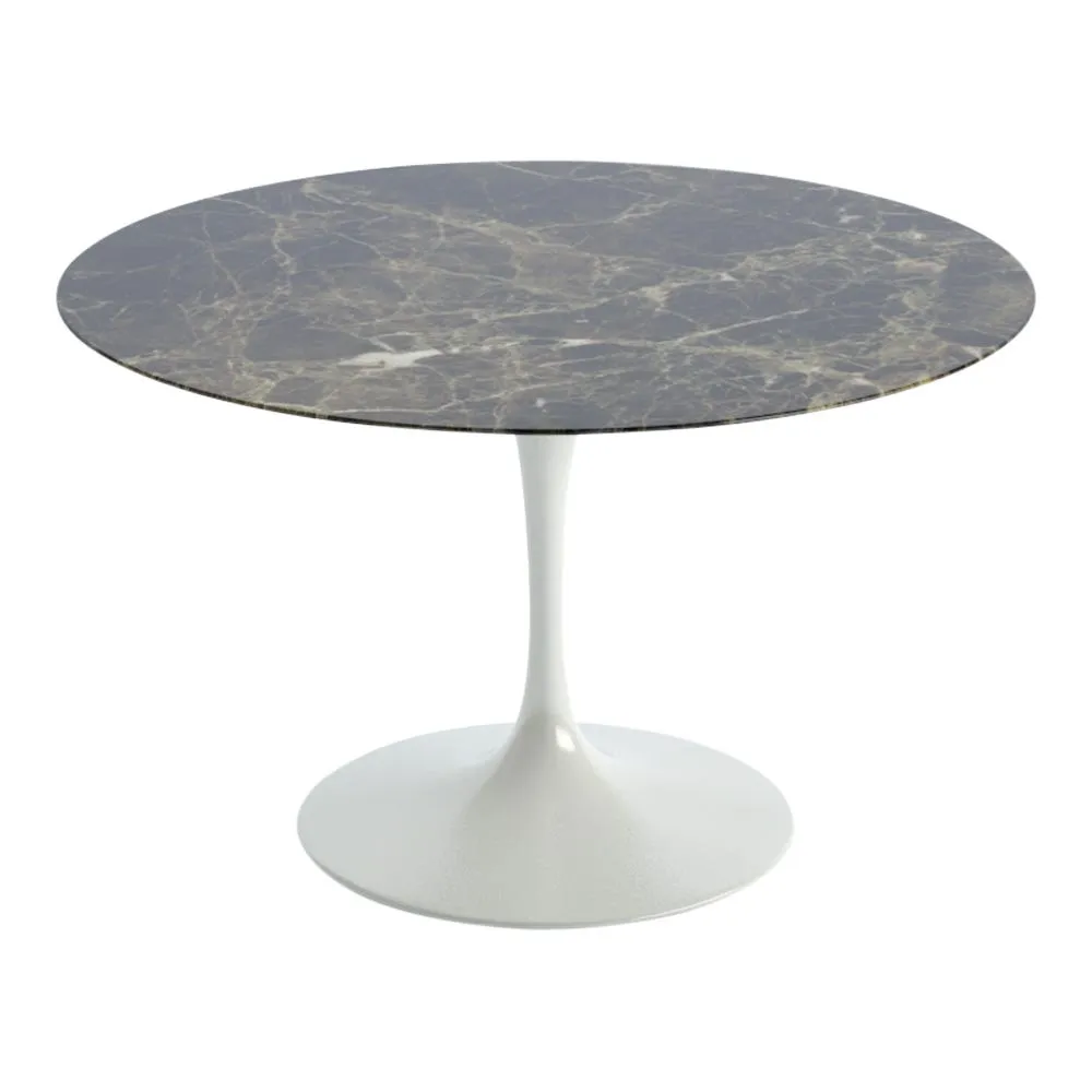 Knoll Saarinen Dining Table with White Base in Brown Emperador 120cm 3