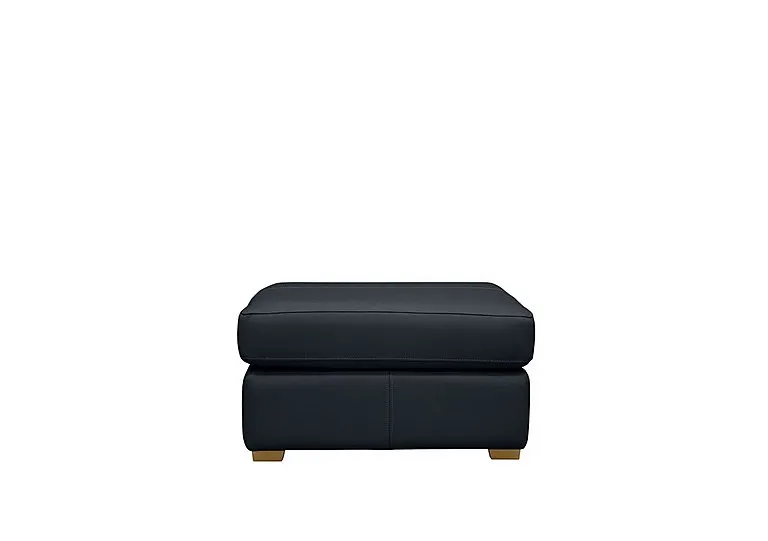 Seattle Leather Footstool - Cambridge Navy