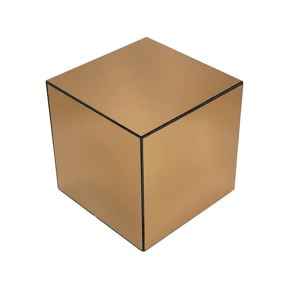 sweeek Cubic mirror coffee table, side table, bedside table, 35 cm cubic in Amber 2