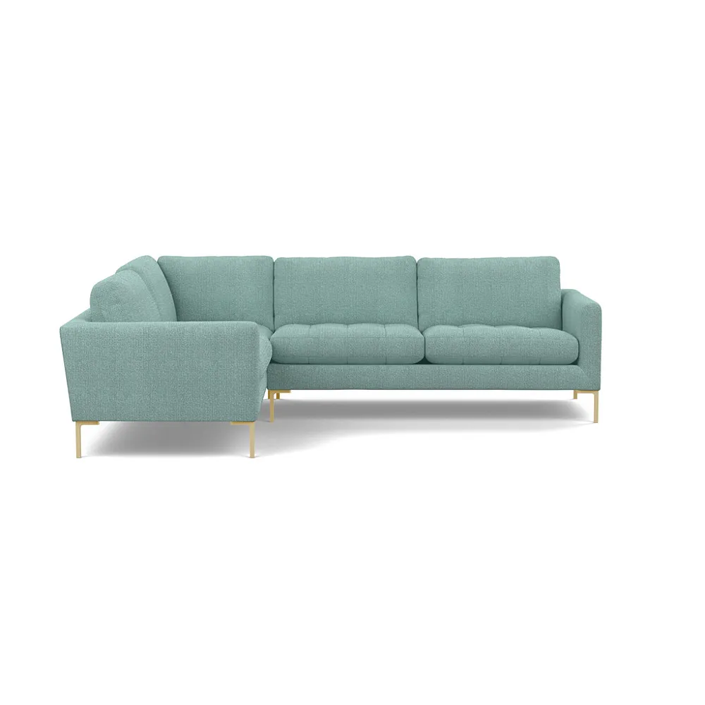 Heal's Eton Left Hand Facing Corner Sofa Tejo Recycled Teal Brass Feet